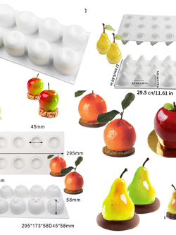 รวมแม่พิมพ์ซิลิโคน ผลไม้3มิติ ทำมูสเค้กได้ แอปเปิ้ล ลูกแพร ส้ม