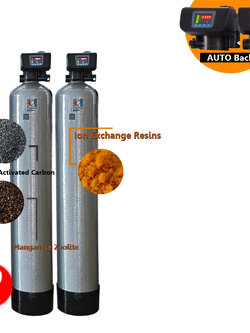 ชุดถังกรองน้ำใช้FRPขนาด 10x54 จุสาร50 ลิตร 2 ใบ ระบบล้างAuto ราคาพร้อมติดตั้ง