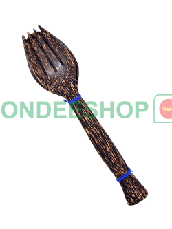 ช้อนสลัดคู่ไม้ตาล #1129