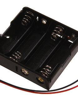 รางถ่าน (Battery Case) ขนาด AA 4 ก้อน 6V สำหรับโครงงาน D.I.Y. แบบเปลือยไม่มีฝา