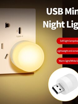 หลอดไฟมินิมอล LED USB Mini Night Light ทรงกลม ขนาดเล็ก แบบพกพา ใช้เป็นไฟฉุกเฉิน ไฟอ่านหนังสือตอนกลางคืนได้