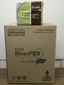 กระดาษเช็ดมือ สีน้ำตาล RiverPro V-Fold ECO Unbleach 2 ชั้น