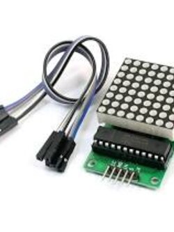 โมดูลLED Dot Matrix พร้อม Driver MAX7219 ขนาด 8x8, 32mm x 32mm พร้อมสายไฟ