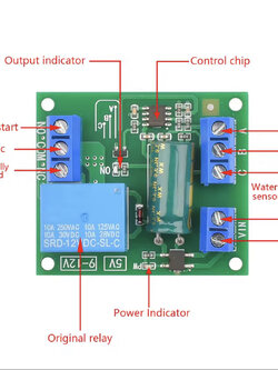 โมดูลควบคุมระดับน้ำอัตโนมัติด้วยรีเลย์ (Liquid Sensor Switch) 5 v, 12 v