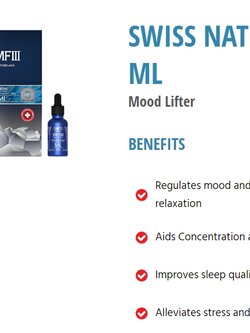 SWISS NATURO ML Mood Lifter สุขภาพจิตใจ อารมณ์ จากปัญหาสุขภาพหรือวัยทอง และช่วยการนอนหลับได้ดี
