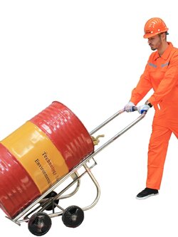 รถเข็นอเนกประสงค์ถังเคมี 200ลิตร พร้อมเท่ลงได้ในตัว 4 ล้อ DF20