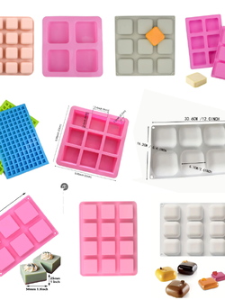 รวมแม่พิมพ์สบู่ สี่เหลี่ยมจตุรัส หลายแบบ หลายไซส์ ทำสบู่ได้