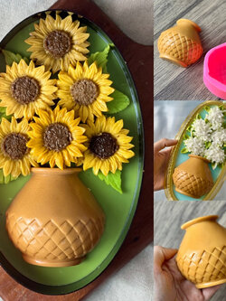 แม่พิมพ์ขนมซิลิโคน แจกันดอกไม้ กระถาง แกะง่าย ลายคม