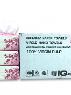 กระดาษเช็ดมือ วี โฟลด์ หนา 2 ชั้น ยี่ห้อ IQ BRAND +