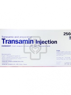 Transamin Injection 250mg/5ml การรักษาฝ้าโดยวิธีการฉีดผ่านใต้ผิวหนัง ขนาดบรรจุ : 1 กล่องมี 50 หลอด