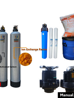 ชุดถังกรองน้ำใช้FRPขนาด 8x44 จุสาร25 ลิตร 2 ใบ +ชุดดักตะกอน 5ไมครอน+ชุดถังเกลือ+เกลือ ราคาพร้อมติดตั้ง