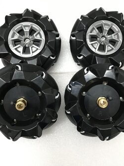 ล้อแมคคานัม Mecanum Wheel ขนาดล้อ 96 มม. wheel hub 6 มม. พร้อม Coupling 4 ตัว