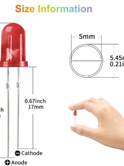 หลอด LED ขนาด 5มม. ขาสั้น แบบขุ่น มีให้เลือก สีแดง, เหลือง, เขียว และ น้ำเงิน (LED 5mm) 5mm