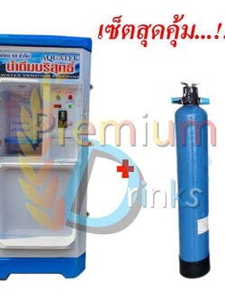 ตู้กดน้ำหยอดเหรียญ 300GPD(กำลังผลิต1200ลิตรต่อวัน)+ถังกรองก่อนเข้าตู้กดน้ำ พร้อมติดตั้ง