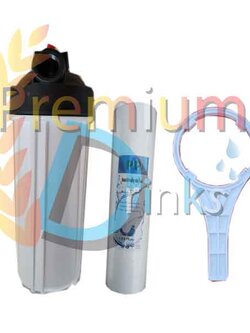 กระบอกดักตะกอน กระบอกสีขาว(Housing )10นิ้ว ท่อ 4 หุน ฟรีไส้ PP 1ตัว