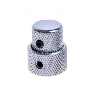 ฝาครอบโวลุ่มโทนเบส 2 ชั้น โลหะ สีเงิน/ Dual Control Dome Knobs