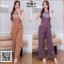 ❌หมดทุกสีทุกไซส์ค่ะ❌ : จั้มสูทยาวงานป้ายคุณภาพ [ S-M-L-XL] :: จั้มสูทยาวผ้าสีพื้น ตัดแต่งลูกไม้แขนกุดระบายสวยเก๋ กางเกงทรงขายาวไม่รั้งเป้า ซิปซ่อนหลัง บุซับในอย่างดี ใส่สวยได้หลายโอกาส
