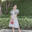 Dress แขนระบายคอV