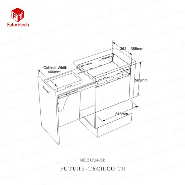  FUTURETECH ถังขยะ รุ่น 5KY04-GR    image 2