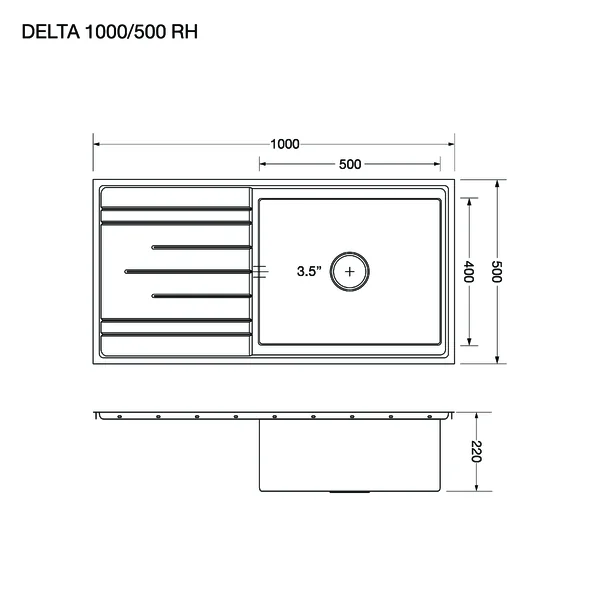 EVE อ่างล้างจาน รุ่น DELTA 1000/500 RH (BELLE / ROLLRACK / F402BLACK) image 2 EVE อ่างล้างจาน รุ่น DELTA 1000/500 RH (BELLE / ROLLRACK / F402BLACK) image 2