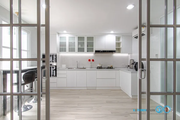 ชุดครัวบิ้วอิน โทนขาว Modern White Kitchen สุดคลีน 4.34 x 3.26 mm. ชุดครัวบิ้วอิน โทนขาว Modern White Kitchen สุดคลีน 4.34 x 3.26 mm.