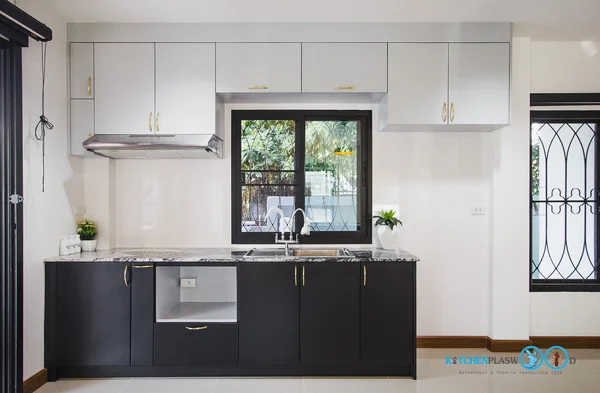 ชุดครัวบิ้วอิน Mini Kitchen I Shape : ครัวบานเรียบในสไตล์โมเดิร์น 2.57 x 3.35 mm. ชุดครัวบิ้วอิน Mini Kitchen I Shape : ครัวบานเรียบในสไตล์โมเดิร์น 2.57 x 3.35 mm.