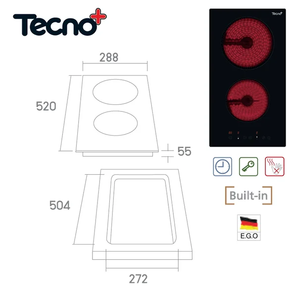 TECNOGAS ชุดเซ็ท เครื่องดูดควัน รุ่น TNP HD 60 SL PO + เตาไฟฟ้า รุ่น TNP VT 302 DG image 3 TECNOGAS ชุดเซ็ท เครื่องดูดควัน รุ่น TNP HD 60 SL PO + เตาไฟฟ้า รุ่น TNP VT 302 DG image 3