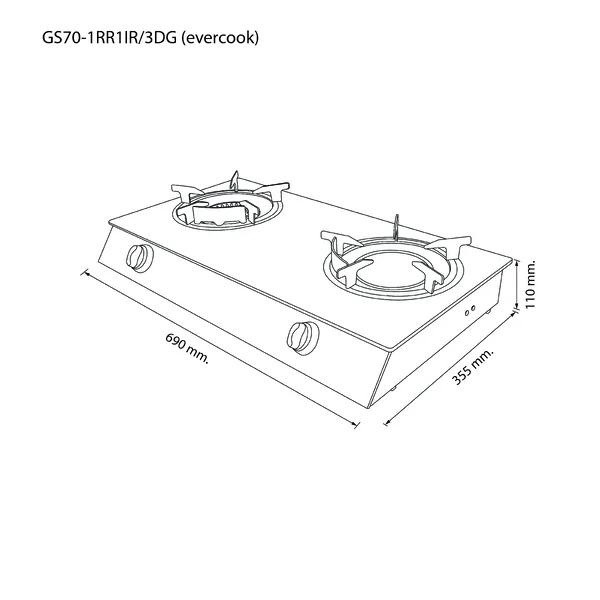 EVE เตาแก๊สผสมเตาอินฟราเรด รุ่น GS70-1RR1IR/3DG (evercook) image 2 EVE เตาแก๊สผสมเตาอินฟราเรด รุ่น GS70-1RR1IR/3DG (evercook) image 2