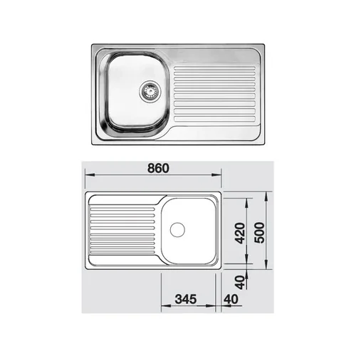 BLANCO อ่างล้างจาน (หลุมอ่างด้านซ้าย) รุ่น TIPO 45 S รหัส 495.39.184 image 2 BLANCO อ่างล้างจาน (หลุมอ่างด้านซ้าย) รุ่น TIPO 45 S รหัส 495.39.184 image 2