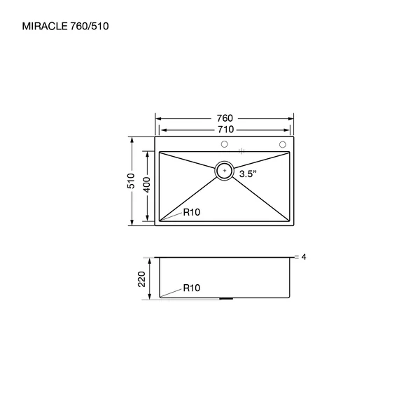 EVE อ่างล้างจาน รุ่น MIRACLE 760/510 image 2 EVE อ่างล้างจาน รุ่น MIRACLE 760/510 image 2