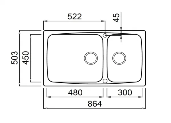  MEX อ่างล้างจานแกรนิต 2 หลุม METRIX / รุ่น DELLA450    image 2