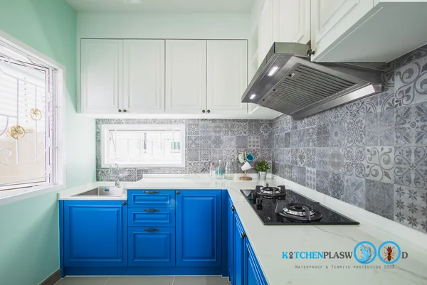 ชุดครัวบิ้วอิน Classic Kitchen สีทูโทน (Two Tone) น้ำเงิน – ขาว 3.55 x 3.55 mm. ชุดครัวบิ้วอิน Classic Kitchen สีทูโทน (Two Tone) น้ำเงิน – ขาว 3.55 x 3.55 mm.
