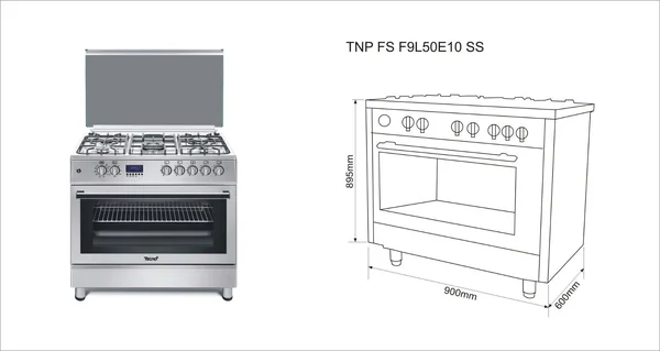 TECNOGAS เตาแก๊สพร้อมเตาอบตั้งพื้น รุ่น TNP FS F9L50E10 SS image 2 TECNOGAS เตาแก๊สพร้อมเตาอบตั้งพื้น รุ่น TNP FS F9L50E10 SS image 2