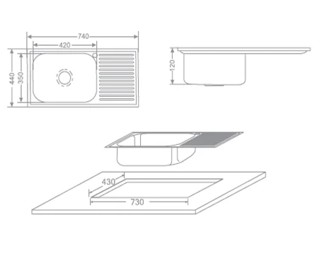 TECNOGAS อ่างล้างจาน รุ่น TNP 1075 SD image 2 TECNOGAS อ่างล้างจาน รุ่น TNP 1075 SD image 2