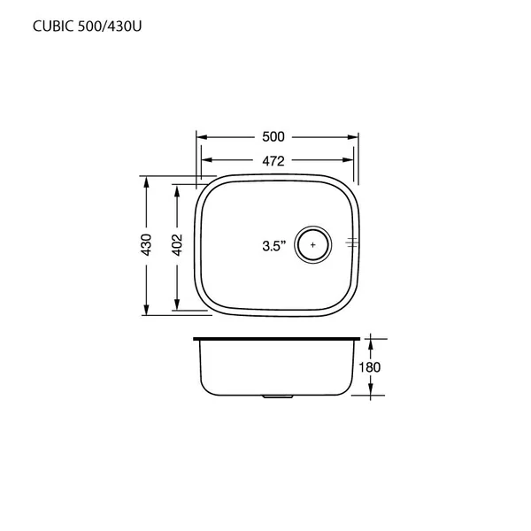 EVE อ่างล้างจาน รุ่น CUBIC 500/430 U image 2 EVE อ่างล้างจาน รุ่น CUBIC 500/430 U image 2