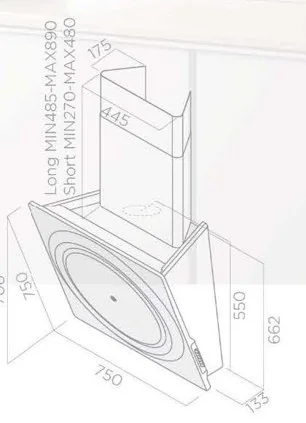  ELICA เครื่องดูดควันแบบติดผนัง ขนาด 75 ซม. รุ่น LOOP WH/F/75    image 2