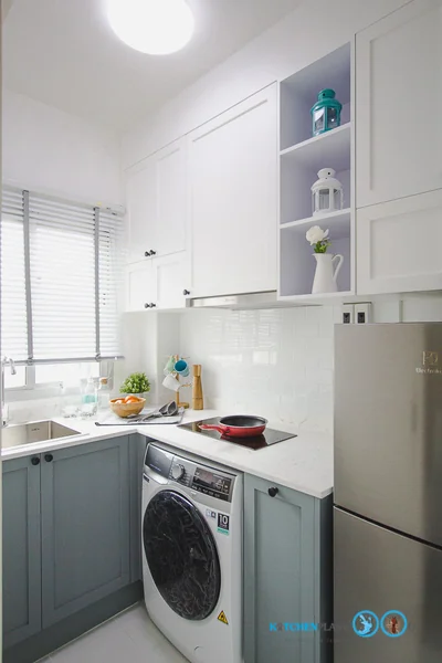 ชุดครัวบิ้วอิน Mini Kitchen : ชุดครัวทูโทนในพื้นที่จำกัด 2.52 x 2.30 mm.