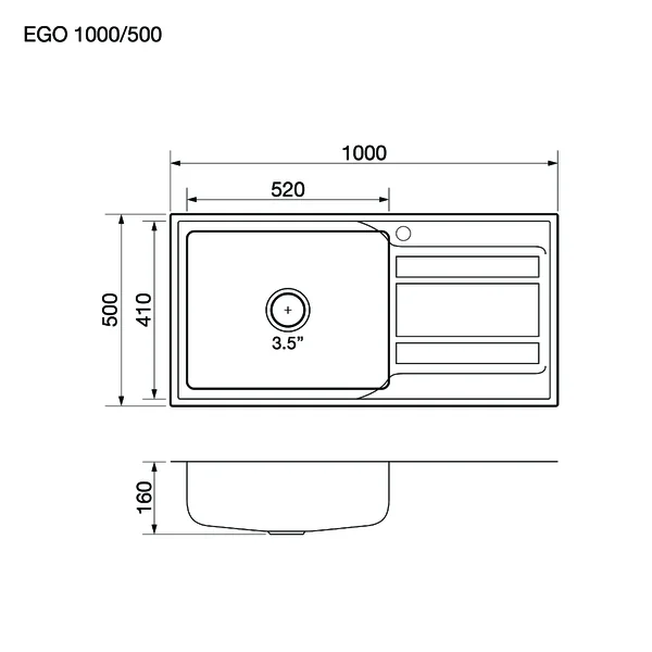 EVE อ่างล้างจาน รุ่น EGO 1000/500 image 2 EVE อ่างล้างจาน รุ่น EGO 1000/500 image 2