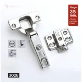 FUTURETECH บานพับถ้วย 35 มม. ระบบ Soft Close แบบกลางขอบ รุ่น 3026 รหัส 3026002 FUTURETECH บานพับถ้วย 35 มม. ระบบ Soft Close แบบกลางขอบ รุ่น 3026 รหัส 3026002