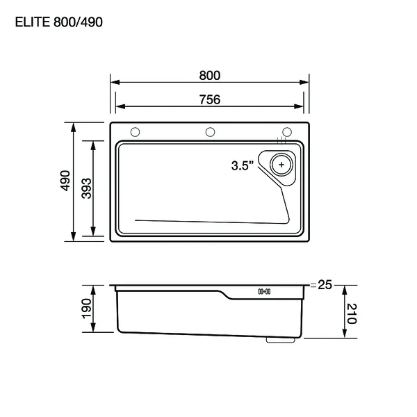 EVE อ่างล้างจาน สีเทาไทเทเนียม รุ่น ELITE 800/490 image 2 EVE อ่างล้างจาน สีเทาไทเทเนียม รุ่น ELITE 800/490 image 2