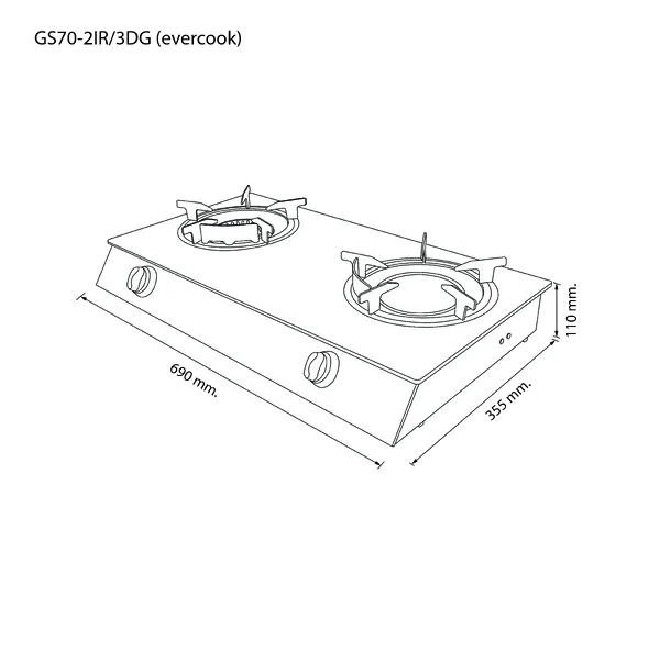 EVE เตาแก๊สอินฟาเรด รุ่น GS70-2IR/3DG (evercook) image 2 EVE เตาแก๊สอินฟาเรด รุ่น GS70-2IR/3DG (evercook) image 2