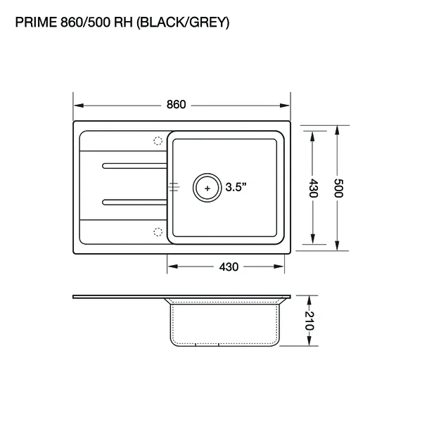 EVE อ่างค์ล้างจาน พักซ้าย รุ่น PRIME 860/500 สีดำ image 2 EVE อ่างค์ล้างจาน พักซ้าย รุ่น PRIME 860/500 สีดำ image 2