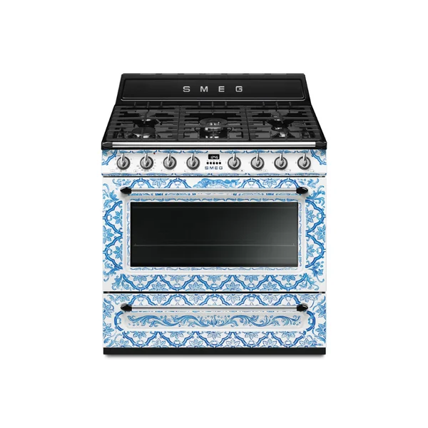 SMEG x Dolce&Gabbana คอลเลกชัน Divina Cucina - Blu Mediterraneo เตาตั้งพื้นระบบแก๊ส รุ่น TR90DGM9 SMEG x Dolce&Gabbana คอลเลกชัน Divina Cucina - Blu Mediterraneo เตาตั้งพื้นระบบแก๊ส รุ่น TR90DGM9