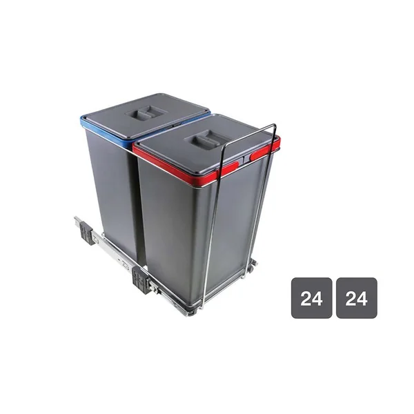  HOME ชุดถังขยะพร้อมรางดึง 48 ลิตร สีเทา หน้าบาน 350–400 มม. รุ่น EL-PF01-44B2    image 4