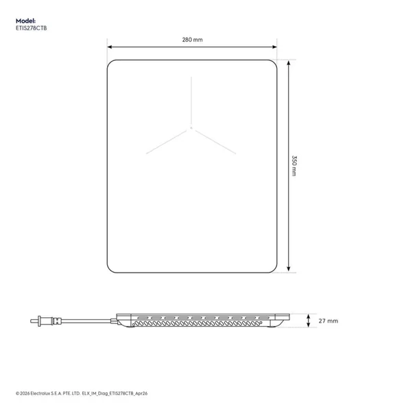 ELECTROLUX เตาแม่เหล็กไฟฟ้าตั้งโต๊ะ แบบ 1 หัวเตาทำอาหาร ซีรีส์ 300 ขนาด 28 ซม. รหัสรุ่น ETIS450CGA image 7 ELECTROLUX เตาแม่เหล็กไฟฟ้าตั้งโต๊ะ แบบ 1 หัวเตาทำอาหาร ซีรีส์ 300 ขนาด 28 ซม. รหัสรุ่น ETIS450CGA image 7