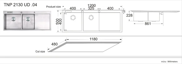 TECNOGAS อ่างล้างจาน รุ่น TNP 2130 UD.04 image 2 TECNOGAS อ่างล้างจาน รุ่น TNP 2130 UD.04 image 2