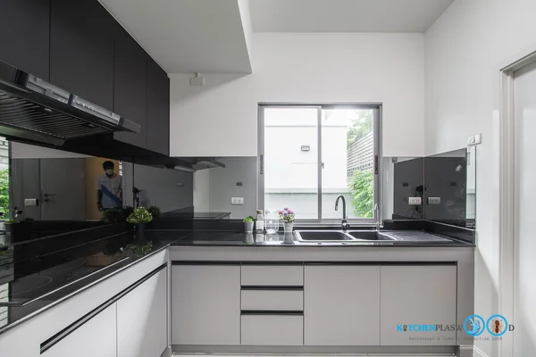 ชุดครัวดีไซน์โมเดิร์น L Shape Gray Tone Kitchen ขนาด 3.90 x 2.70 mm image 2 ชุดครัวดีไซน์โมเดิร์น L Shape Gray Tone Kitchen ขนาด 3.90 x 2.70 mm image 2