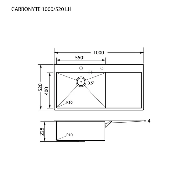 EVE อ่างล้างจาน รุ่น CARBONYTE 1000/520 LH image 2 EVE อ่างล้างจาน รุ่น CARBONYTE 1000/520 LH image 2