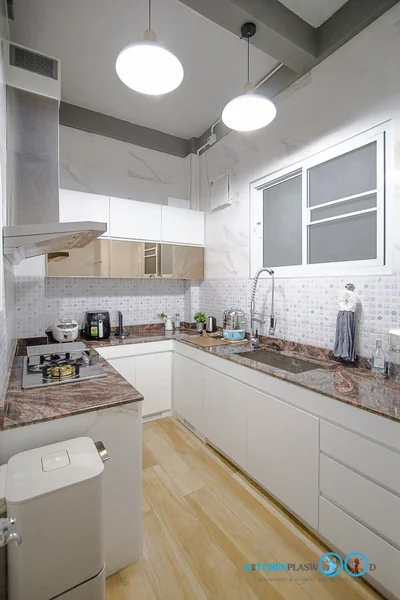 ชุดครัวบิ้วอิน Modern Luxury Kitchen ครัวโทนขาว สไตล์โมเดิร์นสุดหรู 5.70 x 1.82 mm.