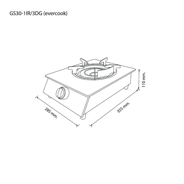 EVE เตาแก๊สอินฟาเรด รุ่น GS30-1IR/3DG (evercook) image 2 EVE เตาแก๊สอินฟาเรด รุ่น GS30-1IR/3DG (evercook) image 2
